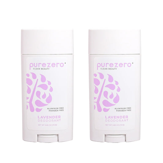 Purezero Deodorant | LAVENDER | Aluminum & Paraben Free with Baking Soda and 24-Hour Odor Protection | For Women & Men | Infused with Shea Butter & Coconut Oil (2 Pack)