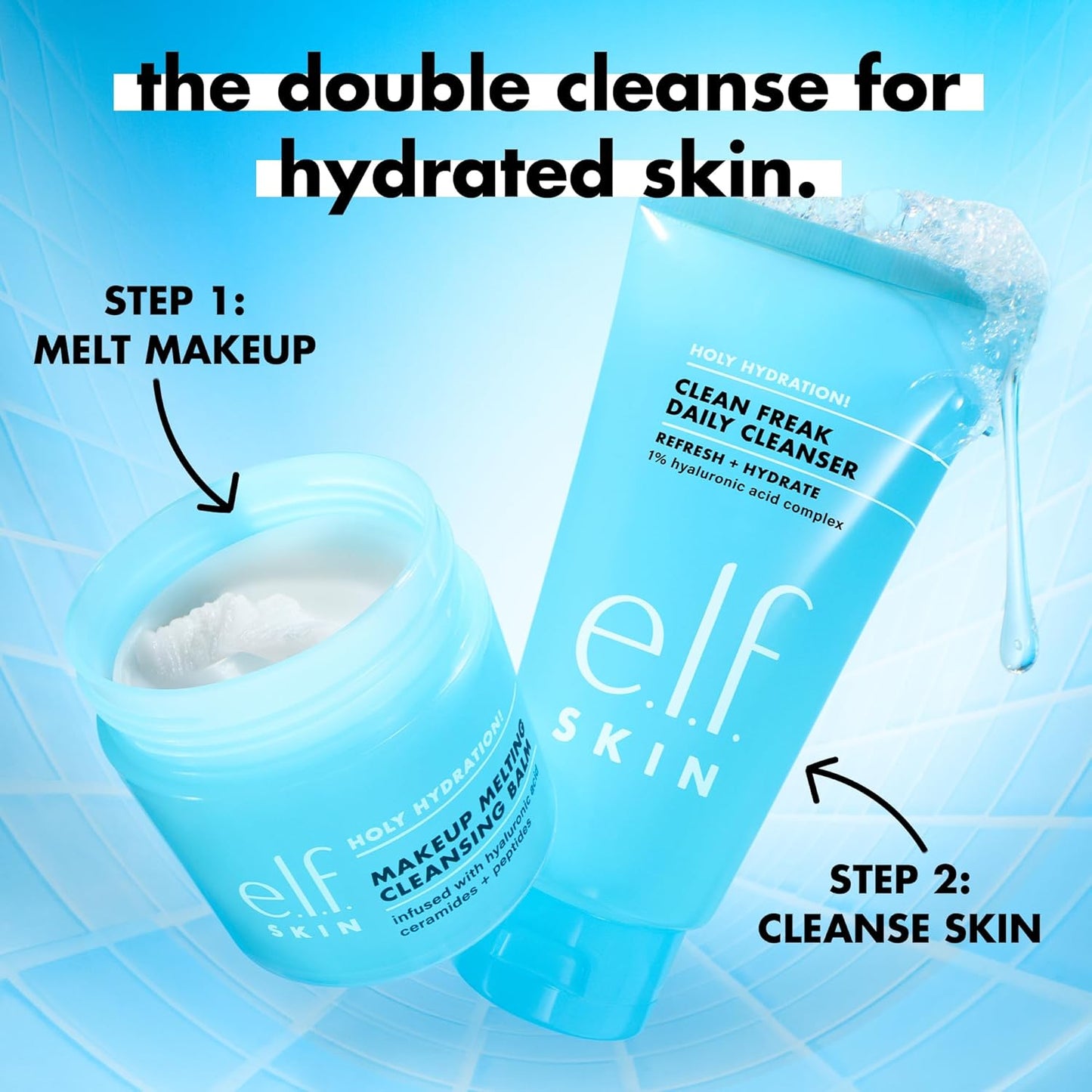 e.l.f. SKIN Holy Hydration! Daily Cleanser - Gentle Gel Face Wash with Hyaluronic Acid | 5.5 fl oz