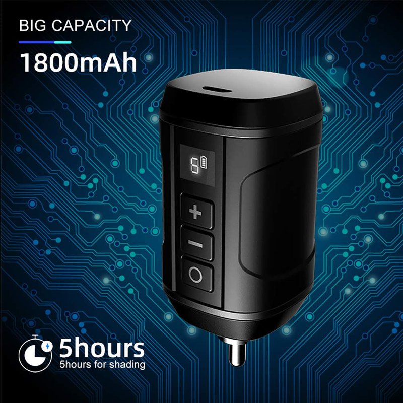 Ambition Tattoo Power Supply - Mini Portable RCA Wireless 1800mAh with LED Display | Compatible with Rotary Tattoo Pen