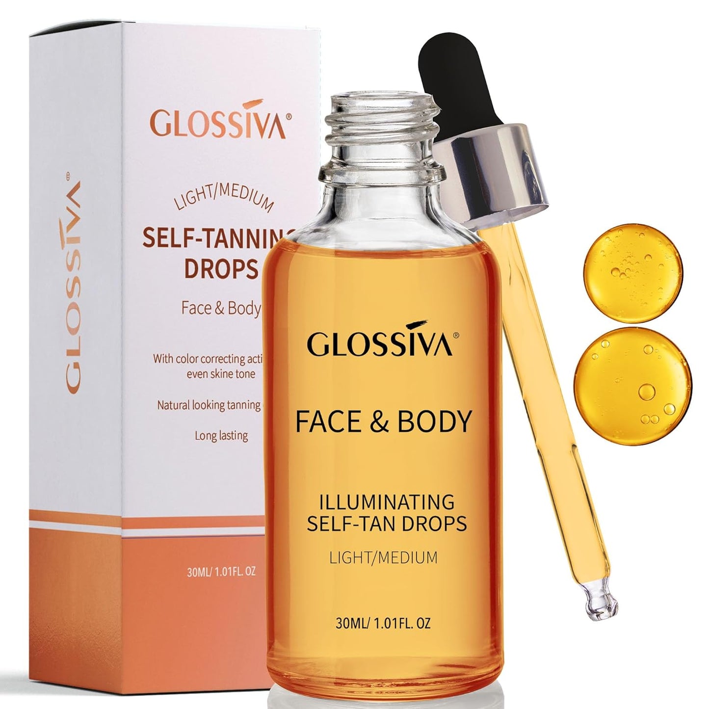 Self Tanning Drops - Achieve a Natural Sun-Kissed Bronze Glow | Gradual Face & Body Tanner, 1.01 Fl Oz