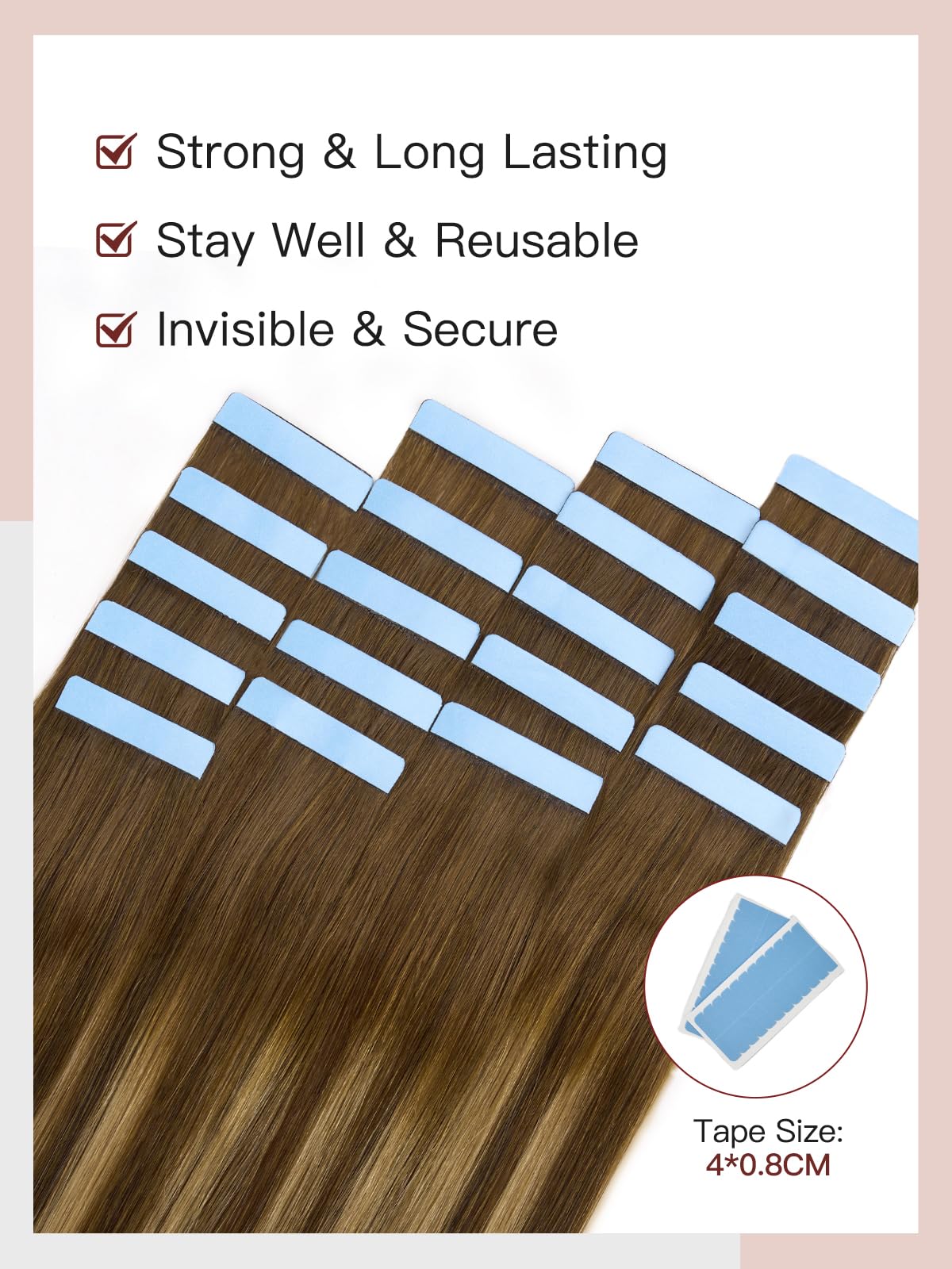 LOVELINE Tape in Hair Extensions Human Hair, Balayage Chocolate Brown to Caramel Blonde, 16 Inch 20pcs 50g, Skin Weft Seamless Invisible, Soft and Thick Luxury Remy Human Hair Extensions