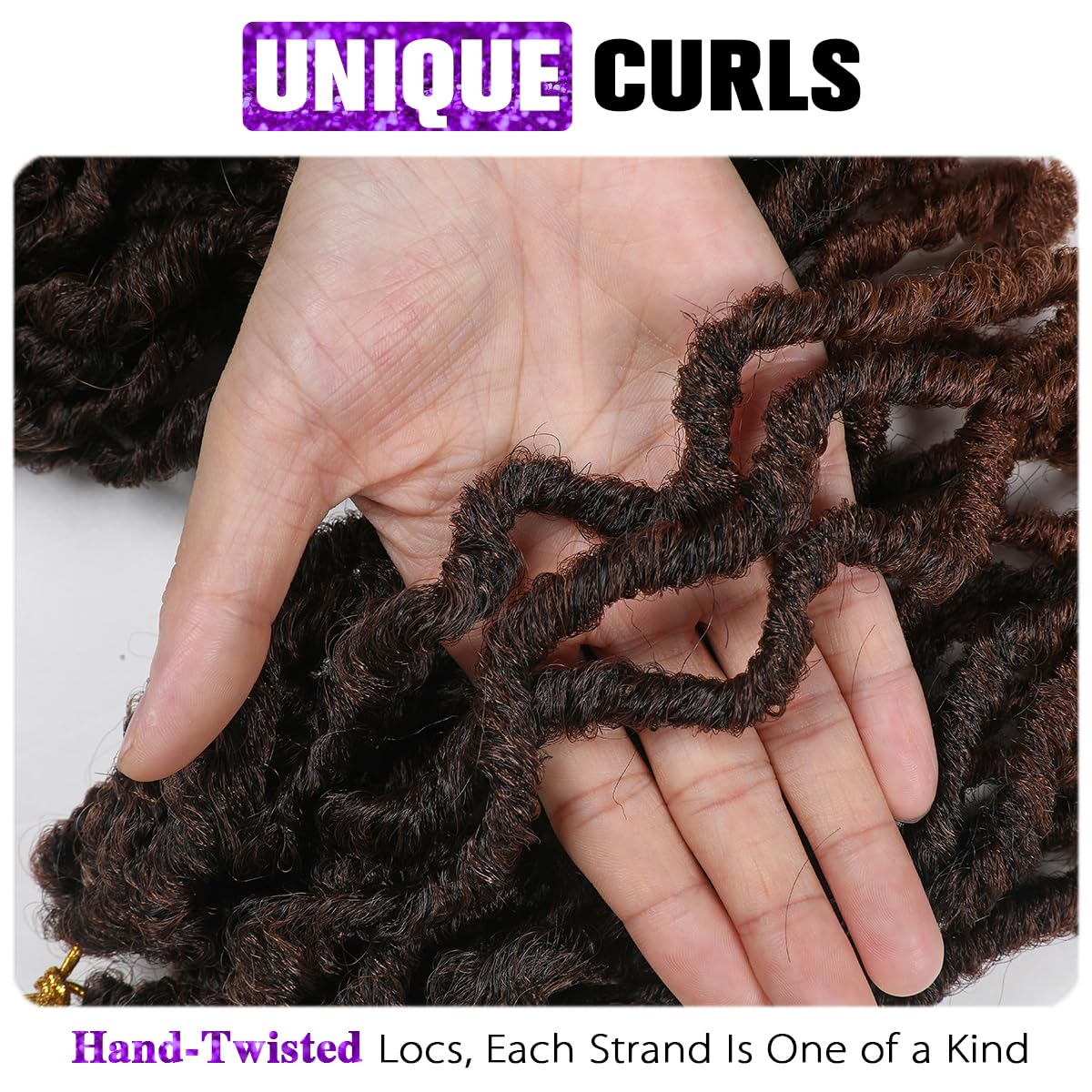 FANCEE Faux Locs Crochet Hair - 8-Inch Short Curly Dreadlock Extensions for Black Women | Ombre Brown Wavy Braids (6 Packs, 120 Strands)