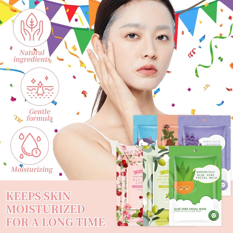 Hydrating Sheet Face Masks - 12 Pack for Dry Sensitive Skin | Spa Quality Skincare Gift Set
