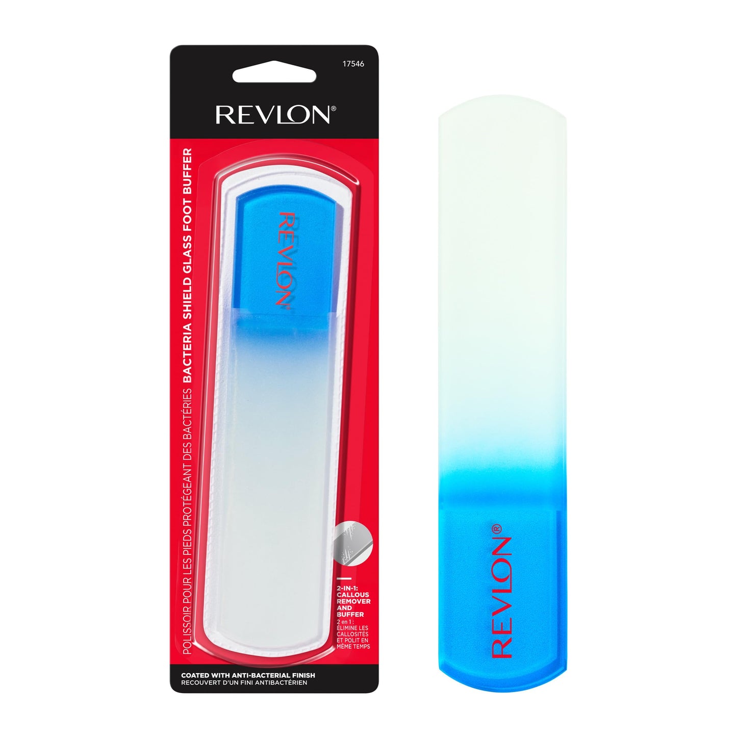 Revlon Glass Foot File and Buffer, Pedicure Tool, Callus and Dead Skin Remover, 1 Count