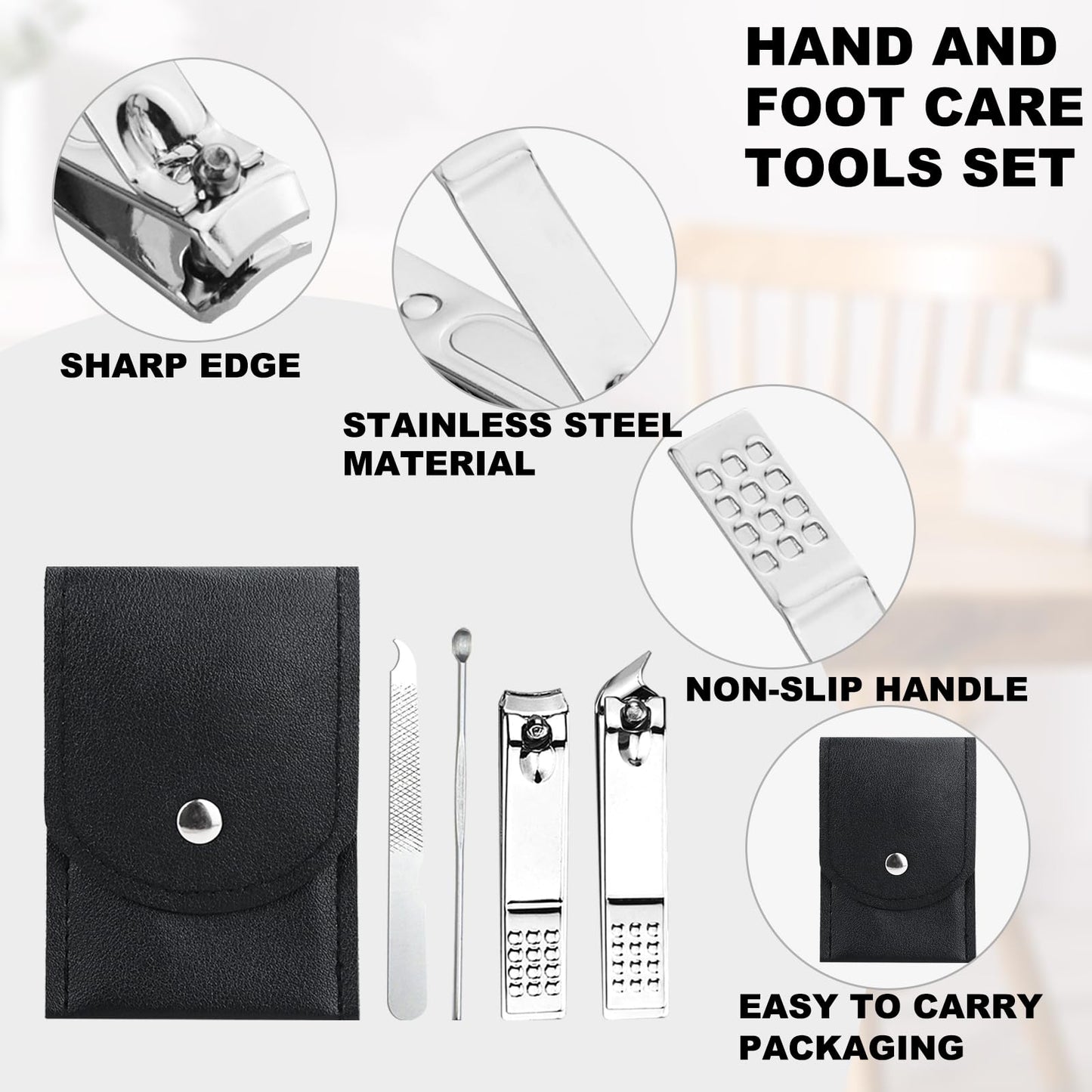 HAIFOTRVA 30 Sets Finger Nail Clipper Set Bulk,4 in 1 Black Adult Stainless Steel Travel Manicure Kit with Case Individually Wrapped Nail Clippers Bulk for Homeless,Hotel,Charity