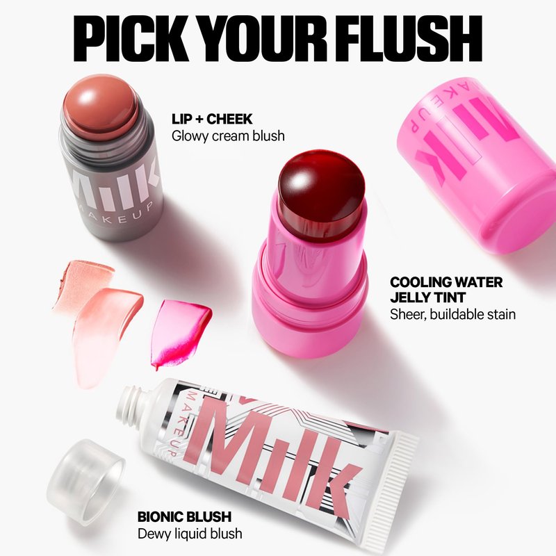 Milk Makeup Lip + Cheek Stick – Buildable Cream Blush + Lip Color w/Hydrating Mango Butter + Avocado Oil for a Natural Flush – Long-Lasting, Multiuse, Vegan Formula – Smirk (Rose w/Shimmer), 0.21 oz