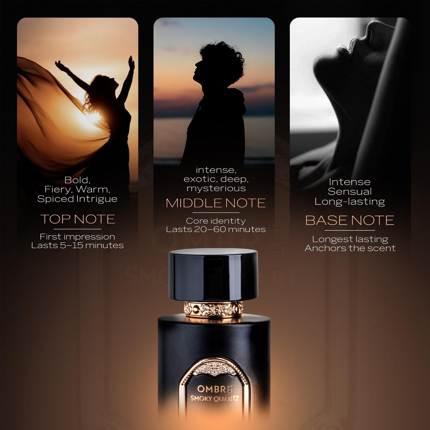 Sapil Ombre Smoky Quartz Eau de Parfum – Long Lasting Unisex Spicy Woody Perfume | Ginger, Cinnamon & Vanilla Notes | Warm Smoky Signature Fragrance | 3.4 oz / 100ml