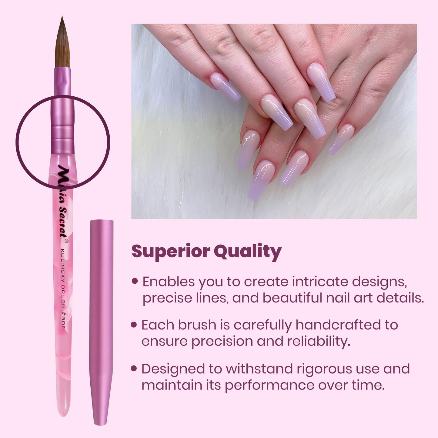 Mia Secret Oval Kolinsky Nail Brush Size #8