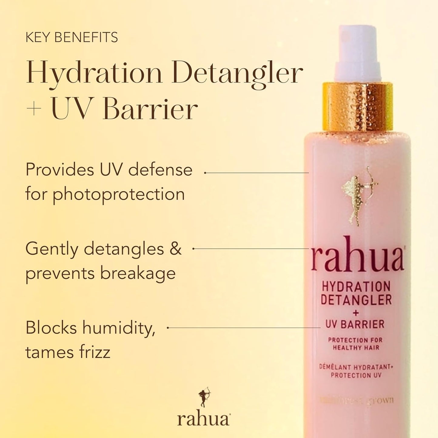 Rahua Hydration Detangler - UV Barrier Leave-In Spray for All Hair Types | Vegan Anti-Frizz Mist with Morete Oil - 6.5 Fl Oz