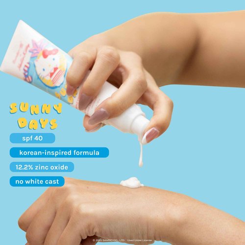The Crème Shop x Hello Kitty Sunny Days Mineral SPF 40 Sunscreen, Korean Inspired Facial Sunscreen, 12.3% Zinc Oxide, Sanrio Collaboration, No White Cast, Soothing and Silky Formula, Sun Block