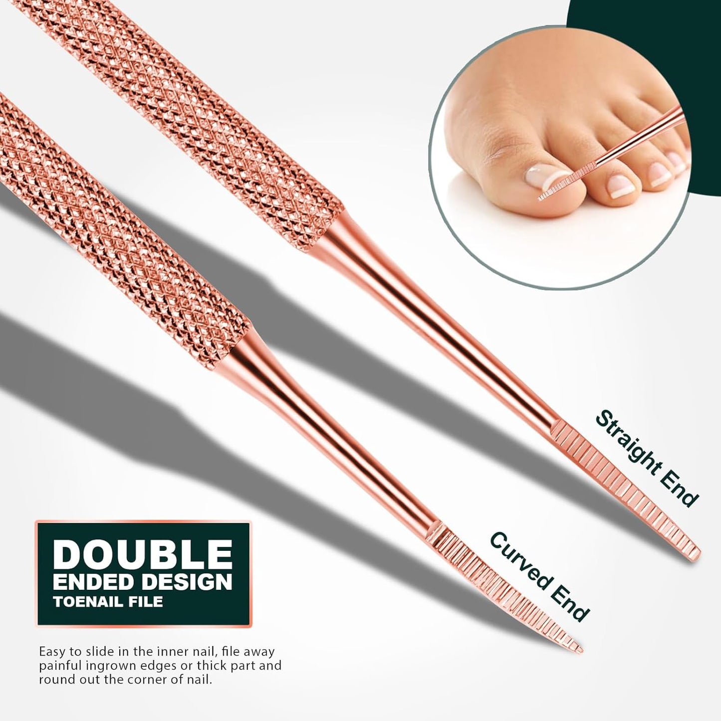 Teenitor Pedicure Tools for Feet, Toenail File and Lifters, Upgraded Professional Surgical Safe Ingrown Toenail Treatment Ingrown Toenail Removal Kit Ingrown Toenail Tool