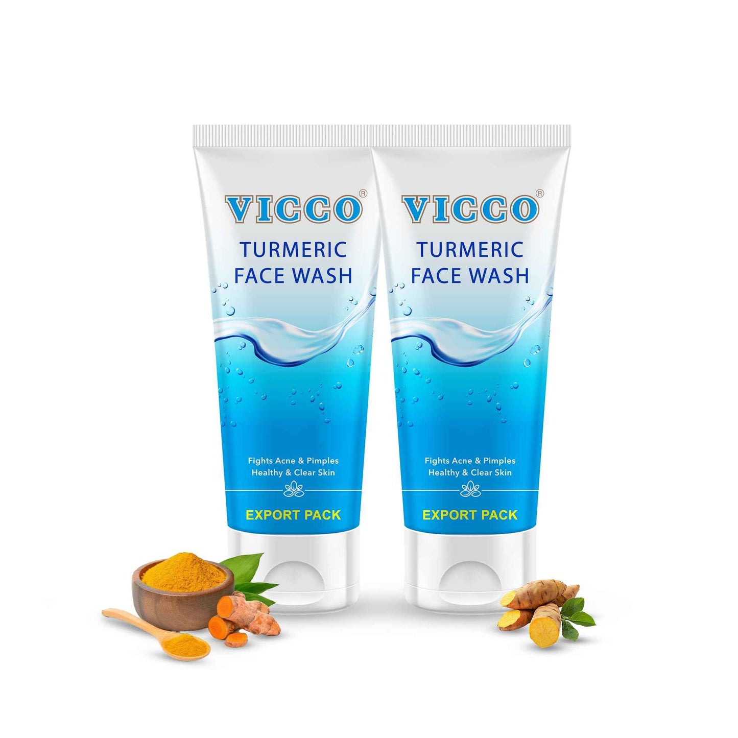 Vicco Turmeric Face Wash with Natural Ingredients – Gentle Facial Cleanser for Everyday Use, 5.29 Oz Tube (Pack of 2)