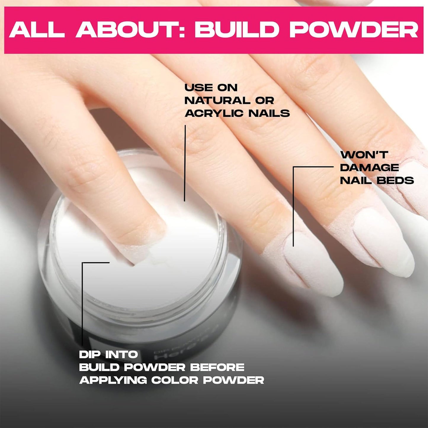 Nailboo Dip Powder for Nails – Clear Nail Dipping Powder, Custom Made with Highly Pigmented Ultra-Fine Formula, No UV Light Needed, DIY Nails at Home for Beginners or Pros, 0.5 oz
