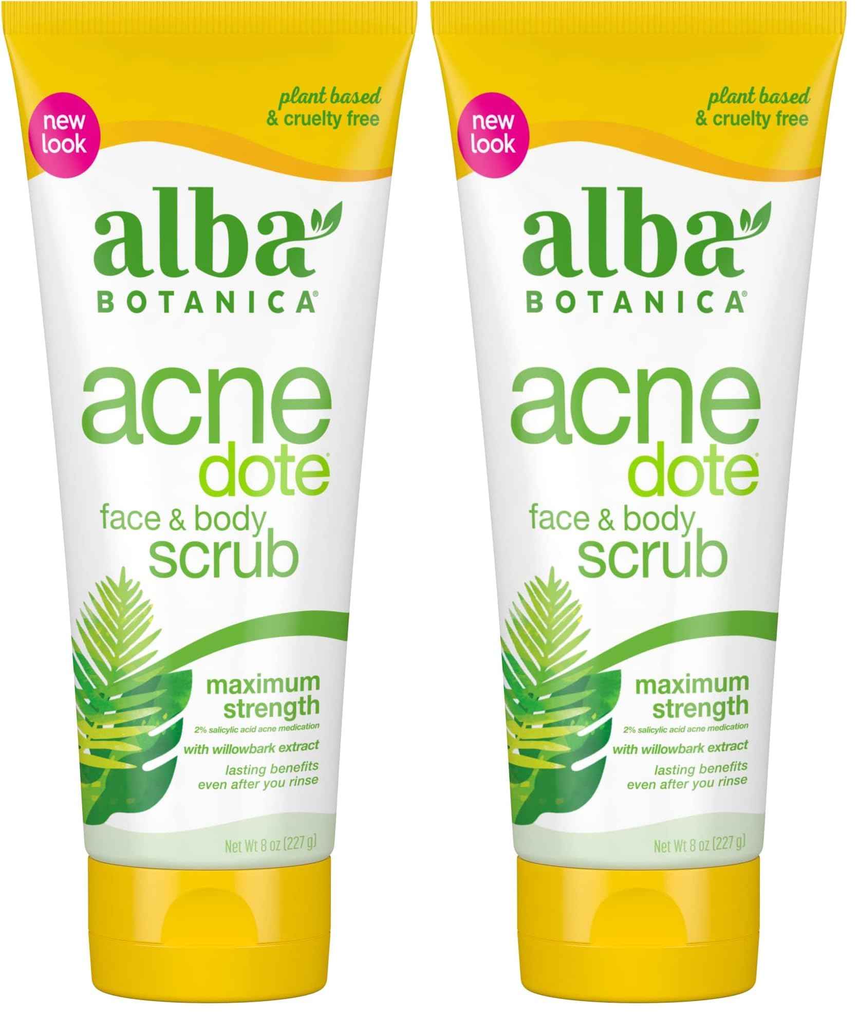 Alba Botanica Acnedote Maximum Strength Face & Body Scrub, 8 Oz (Pack of 2)