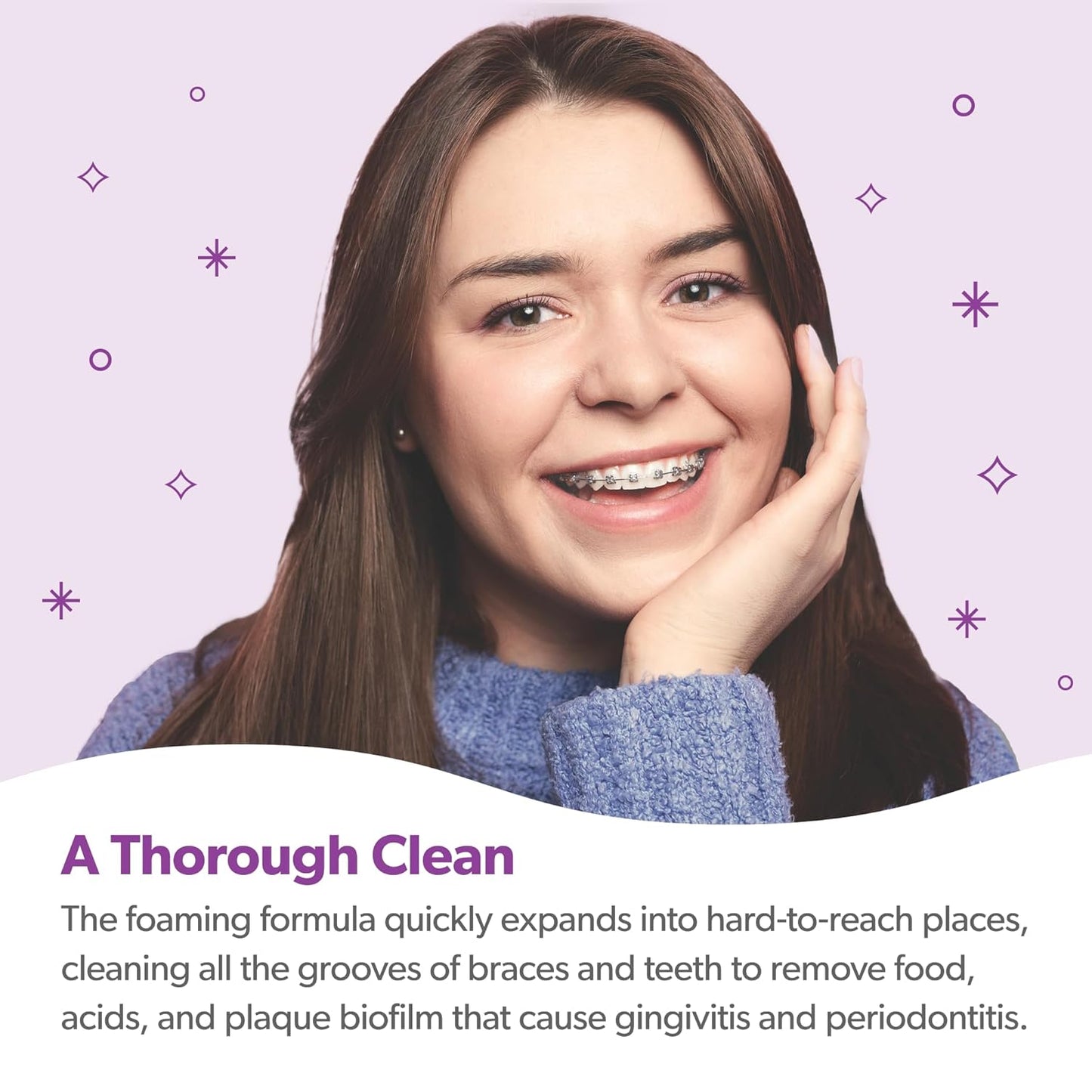 EverSmile OrthoFoam Braces Cleaner - Brushable Foam Whitens Teeth, Fights Plaque & Bad Breath | 25ml Travel Size (2 Pack)