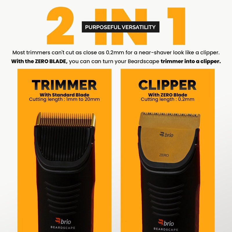 Brio Beardscape V2 & V1 Trimmers - Zero Blade Compatible, 0.2mm Stainless Steel for Close Cuts | Gold