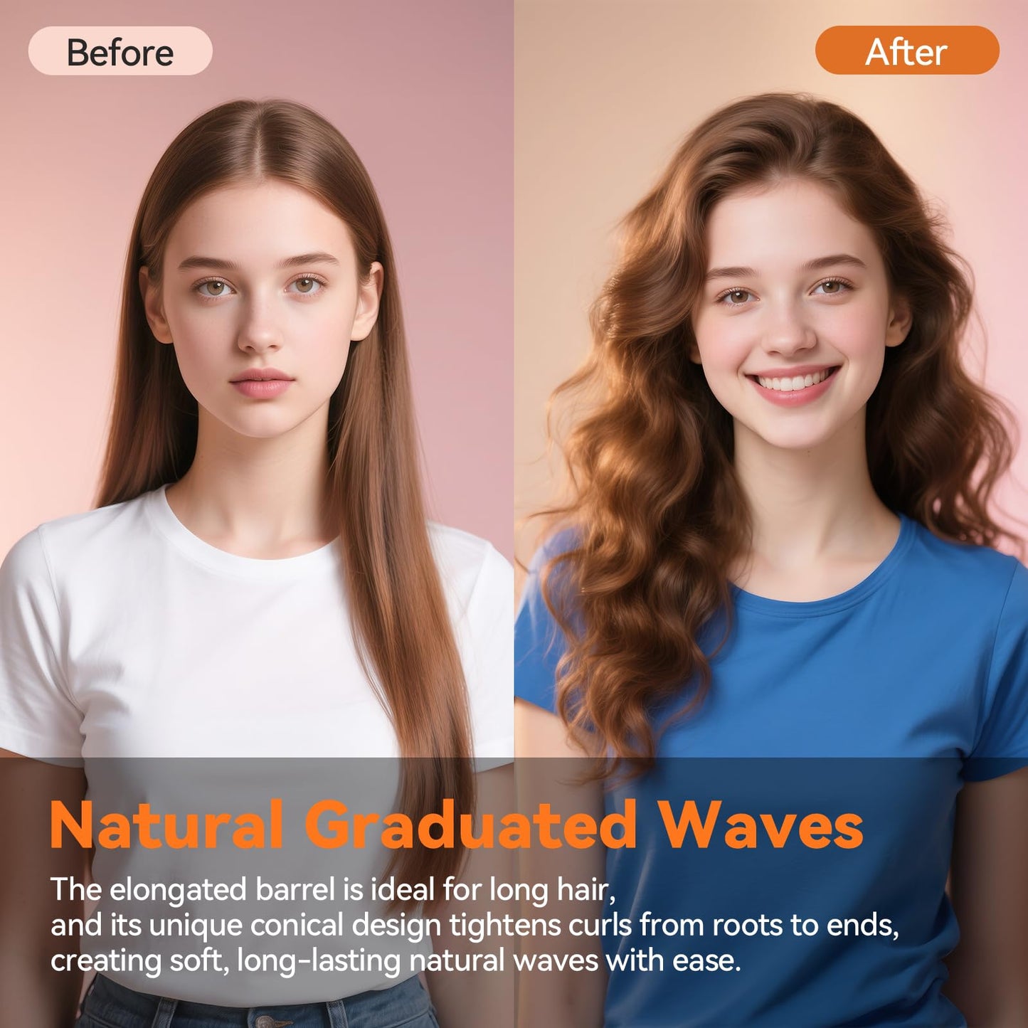 0.78in-1.4in Conical Long Barrels Attachment for Dyson Airwrap HS01 HS05 Accessories, 20MM-36MM 2 in 1 Auto-Wrap Curling Iron Curlers for Professional Barrels Curl and Wave Curl Hair, Gold