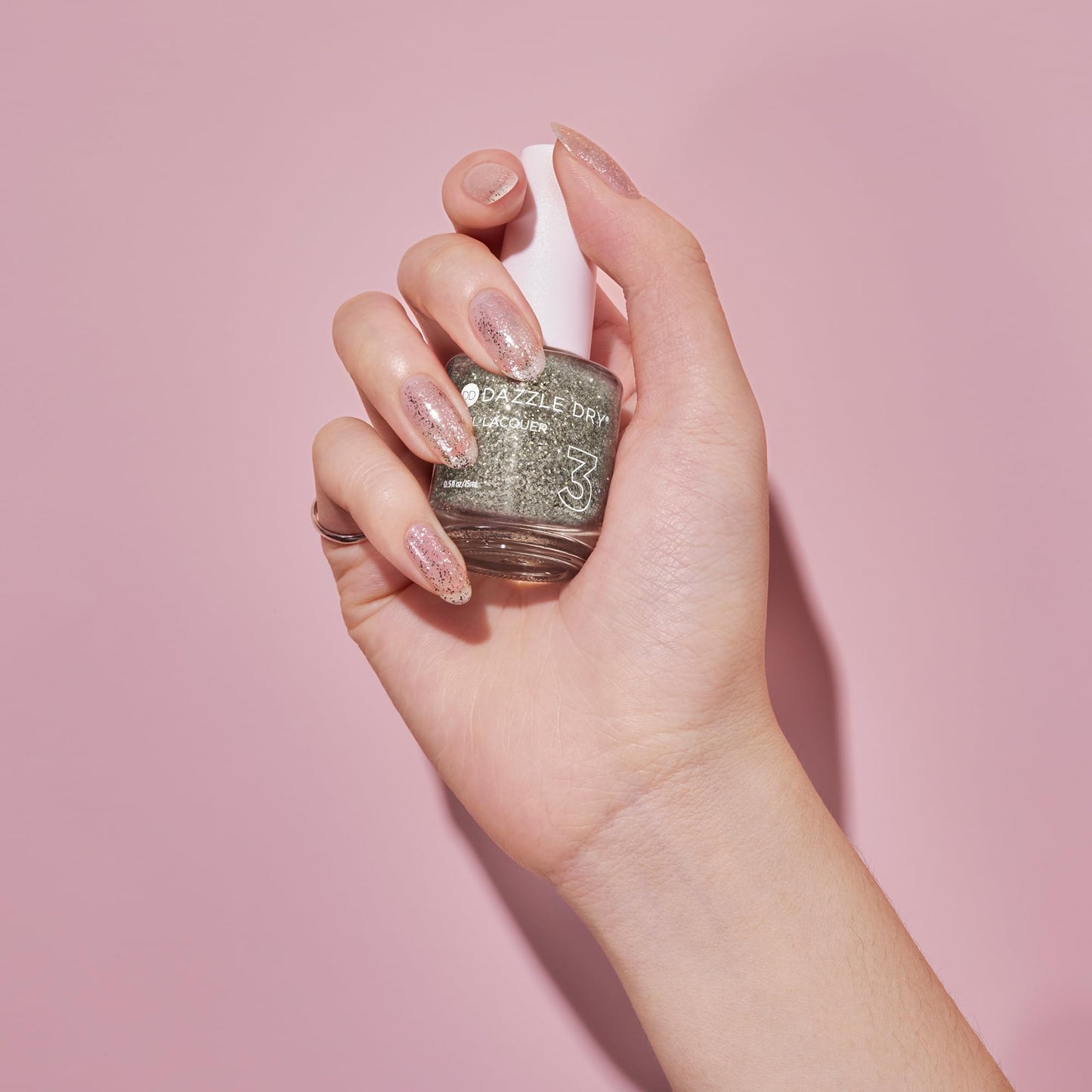 Dazzle Dry Nail Lacquer (Step 3) - Shooting Star - A warm silver glitter. Sheer glitter. (0.5 fl oz)