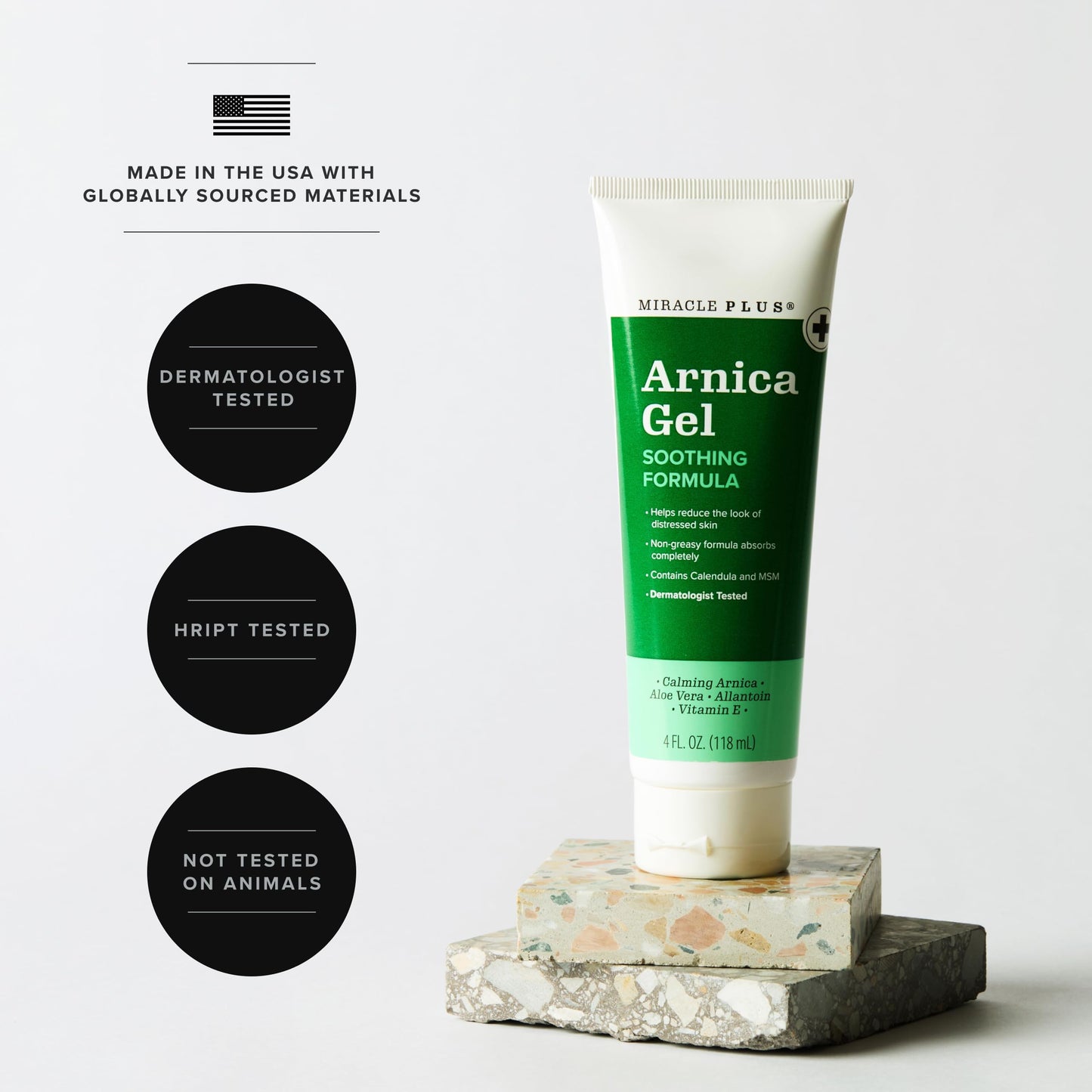 Miracle Plus Natural Arnica Bruise Gel For Body | Skin Care Arnica Montana Lotion Topical Gel | Extra Strength Vitamin K Cream Ointment, 4 Fl Oz, 2-Pack