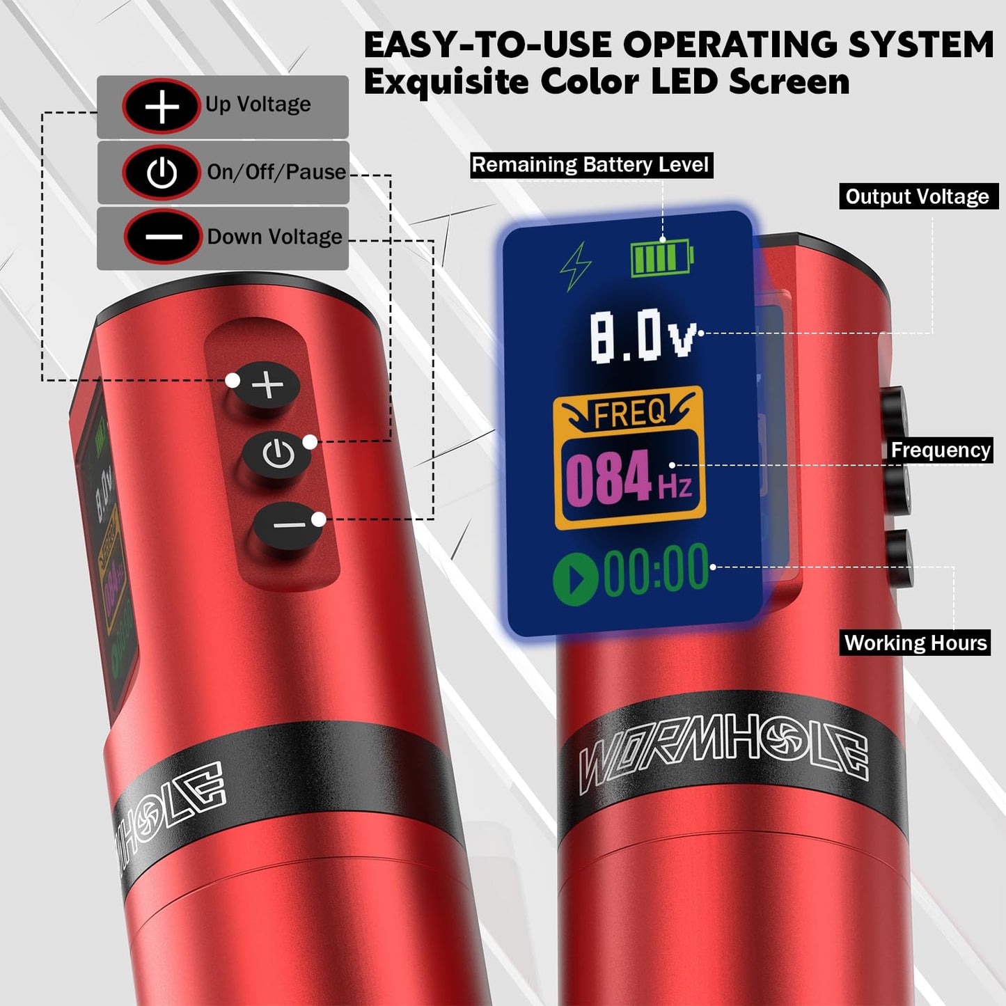 Wormhole Professional Wireless Tattoo Kit with 1800mAh Battery, Complete Set Including Tattoo Needles, Ink, and Everything Needed for Beginners - WTK284