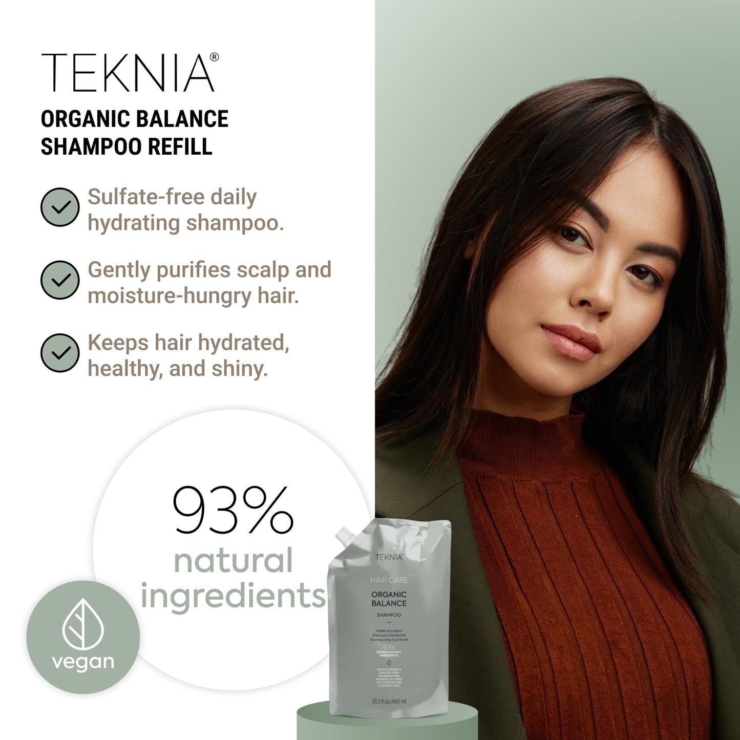 LAKMÉ Teknia Organic Balance Shampoo, Hydrating Shampoo, Hydration for Scalp and Hair, 20.3 Fl Oz