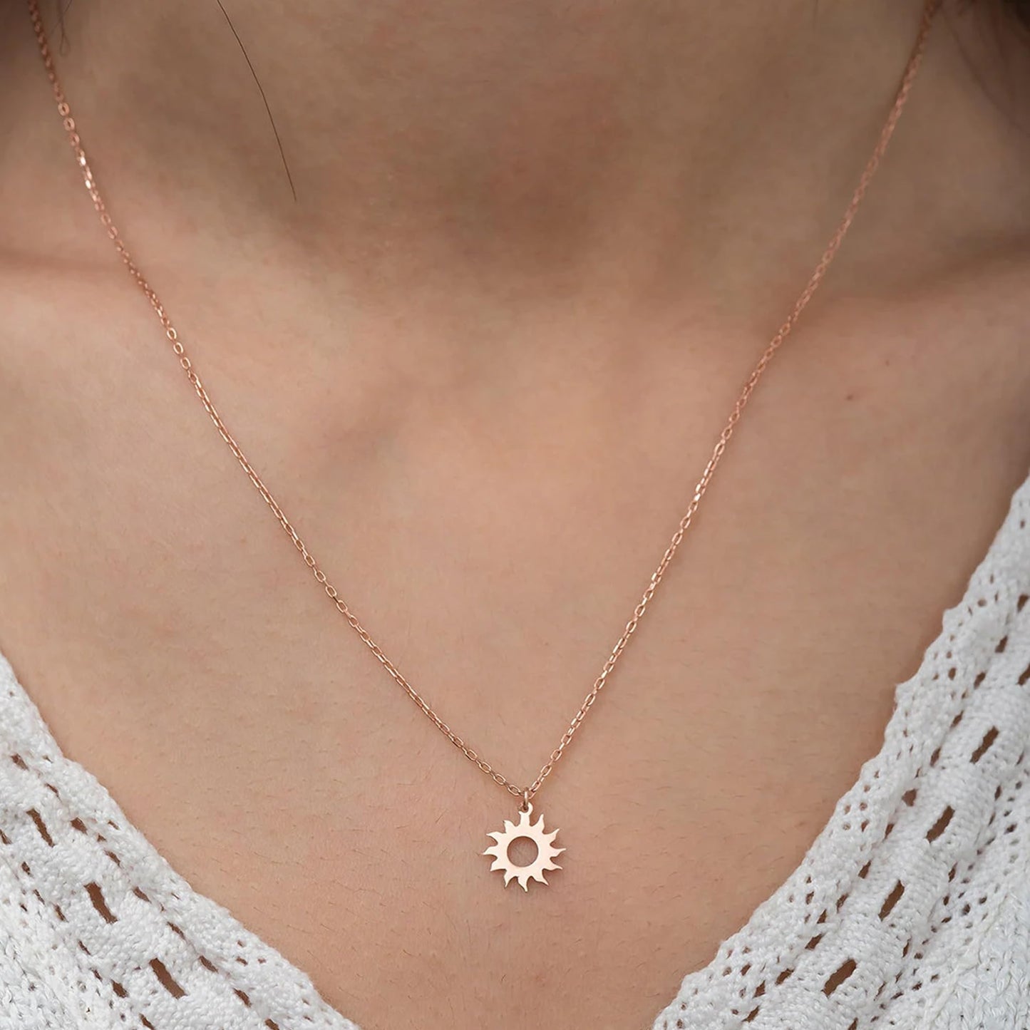 Ieftop Gold Necklace for Women - Dainty 14k Gold Plated Tiny Sun Choker Necklaces for Women Trendy Jewelry