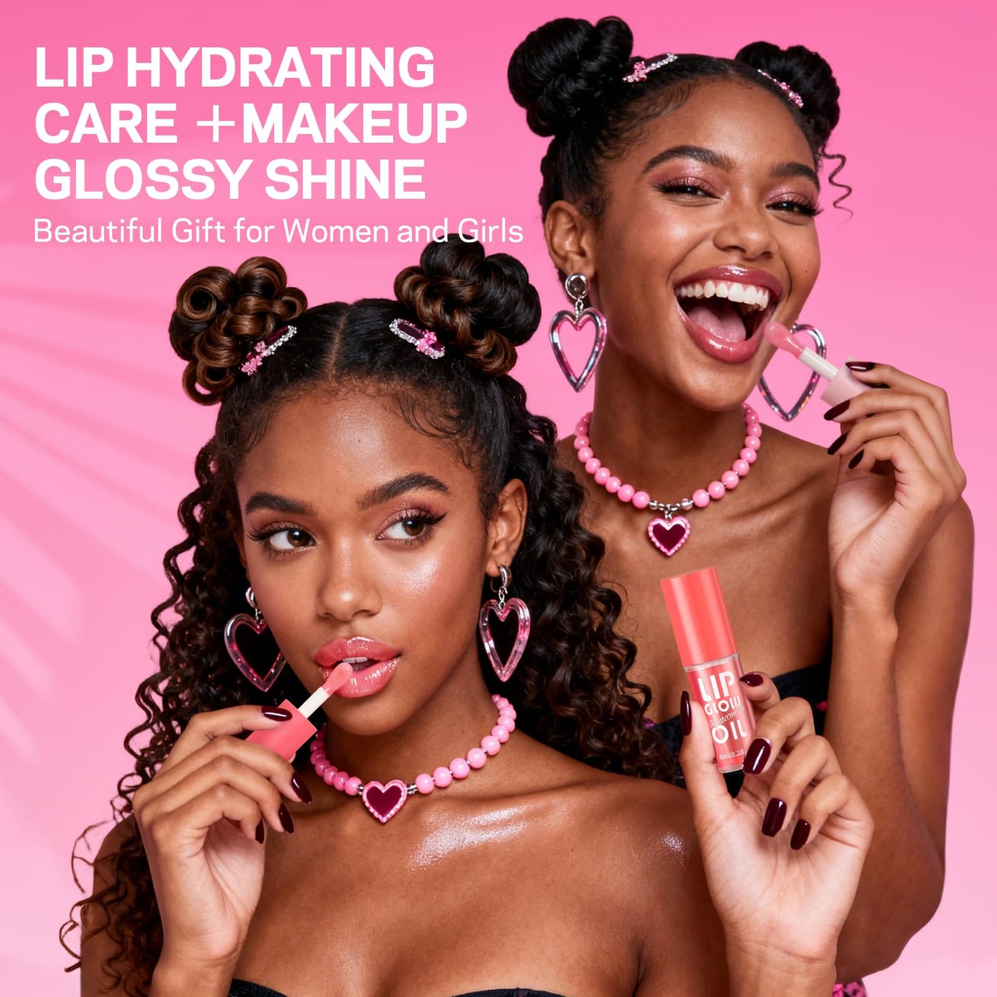 AMOADO Lip Oil, Tinted Lip Glow Oil – Hydrating & Nourishing, Lip Oils Gift Set, Fruity Lip Oils Gloss Non-Sticky & Glossy Finish, 4 Colors Lip Gloss for Girls and Women - Party Favor