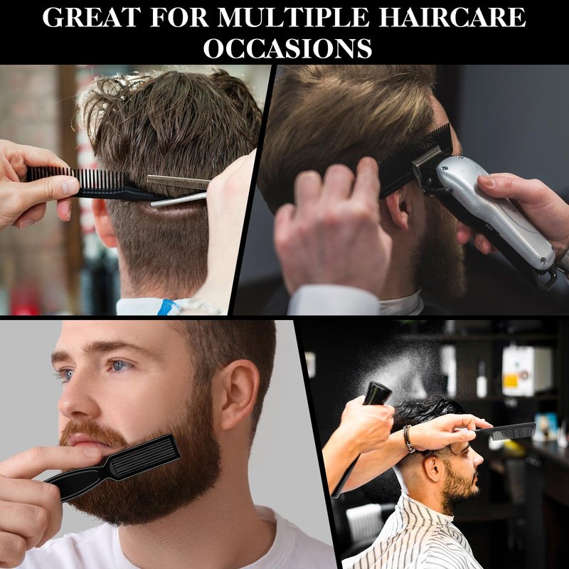 DUAIU 9Pcs Hair Comb Set, Professional Barber Combs for Hair Cutting and Styling - Premium Grade Hair Spray Bottle Neck Duster Barber Brush Set, Taper Texture Clipper Comb Tools for Men Boys