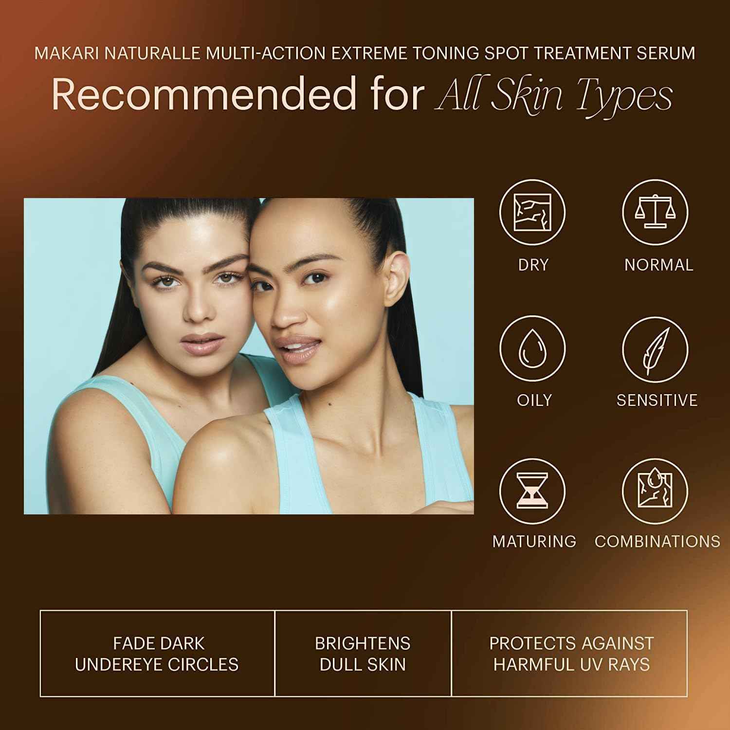 Makari Naturalle Multi-Action Extreme Skin Brightening Serum (1.7 oz) | Brightening Treatment for Dark Spots and Under Eye Circles | Moisturizer for Dry and Irritated Skin with Argan Oil and SPF 15