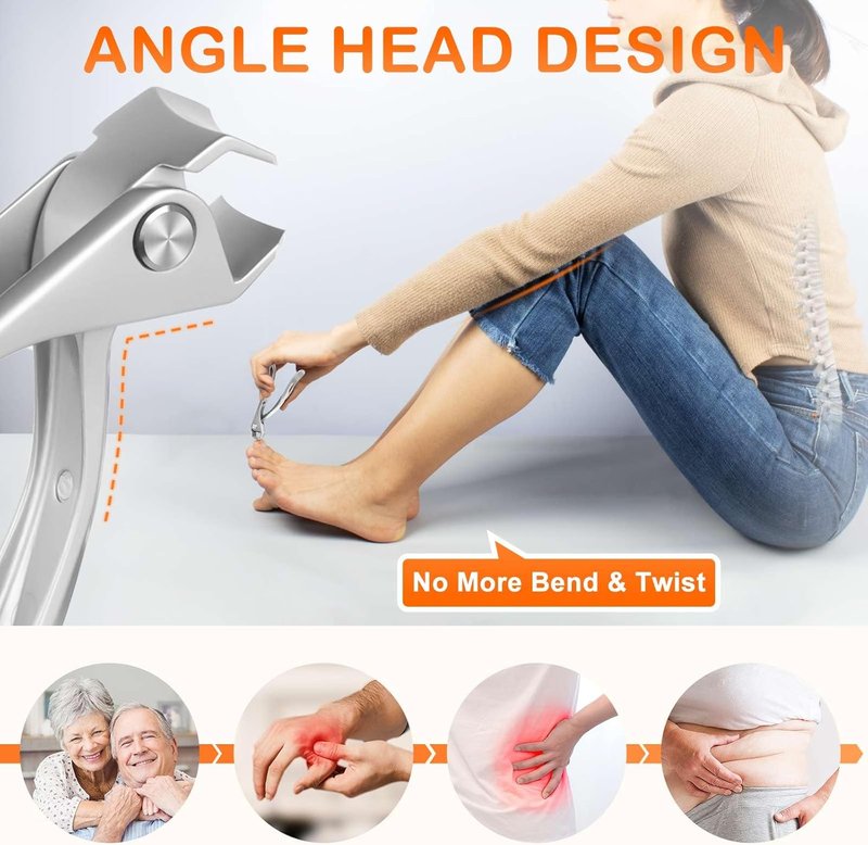 Toenail Clippers for Seniors - Ultra Sharp Large Nail Clippers Set | Slanted Angled Head, Heavy Duty Design