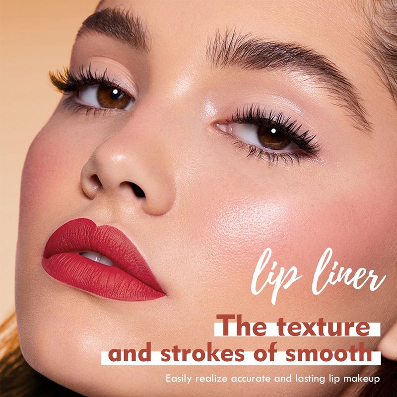 Espoce Lip Liner Set, 12Pcs Pure Natural Oak Brown Pink Red Series Lip Liners, Smooth and High Pigmented Lip Makeup Pencil