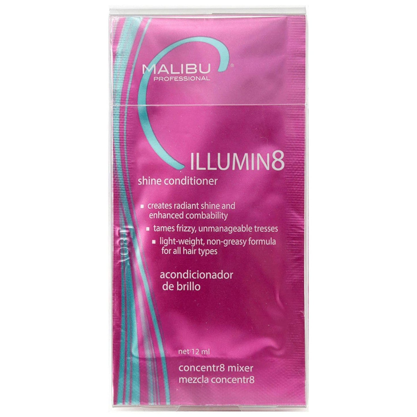 Malibu C ILLUMIN8 Shine Conditioner (6 Packets) - Concentrate for Hair Shine & Manageability - Lightweight, Non-Greasy Hair Conditioner for All Hair Types