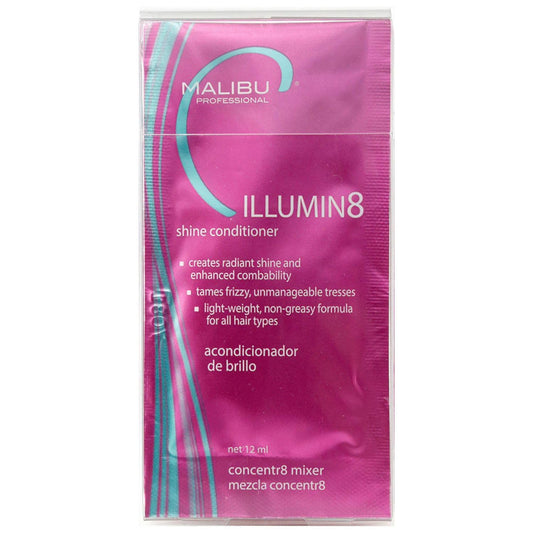 Malibu C ILLUMIN8 Shine Conditioner (6 Packets) - Concentrate for Hair Shine & Manageability - Lightweight, Non-Greasy Hair Conditioner for All Hair Types