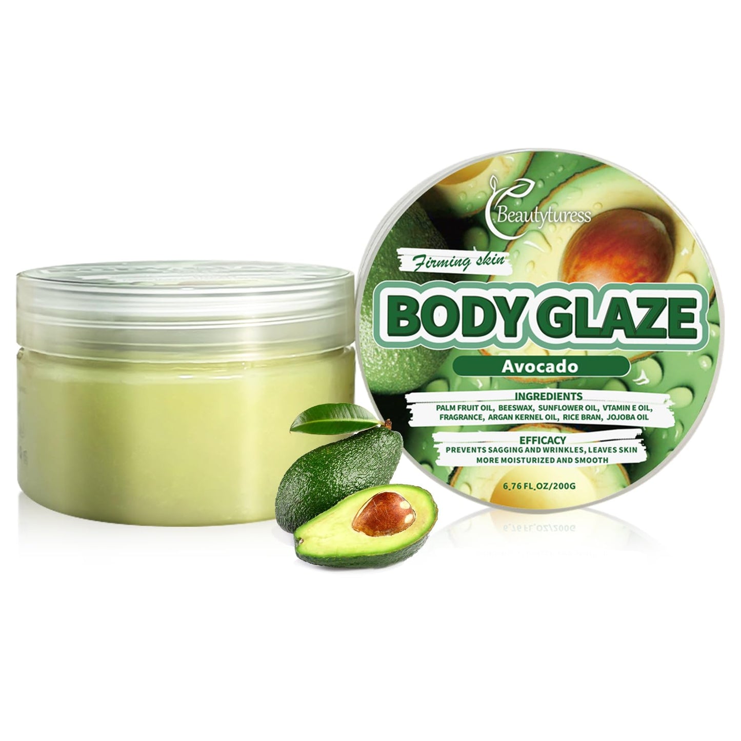 BEAUTYTURESS Avocado Body Butter – Deep Moisturizing Body Cream with Shea Butter & Vitamin E, Hydrates & Softens Dry Skin, High Mourishing, for All Skin Types
