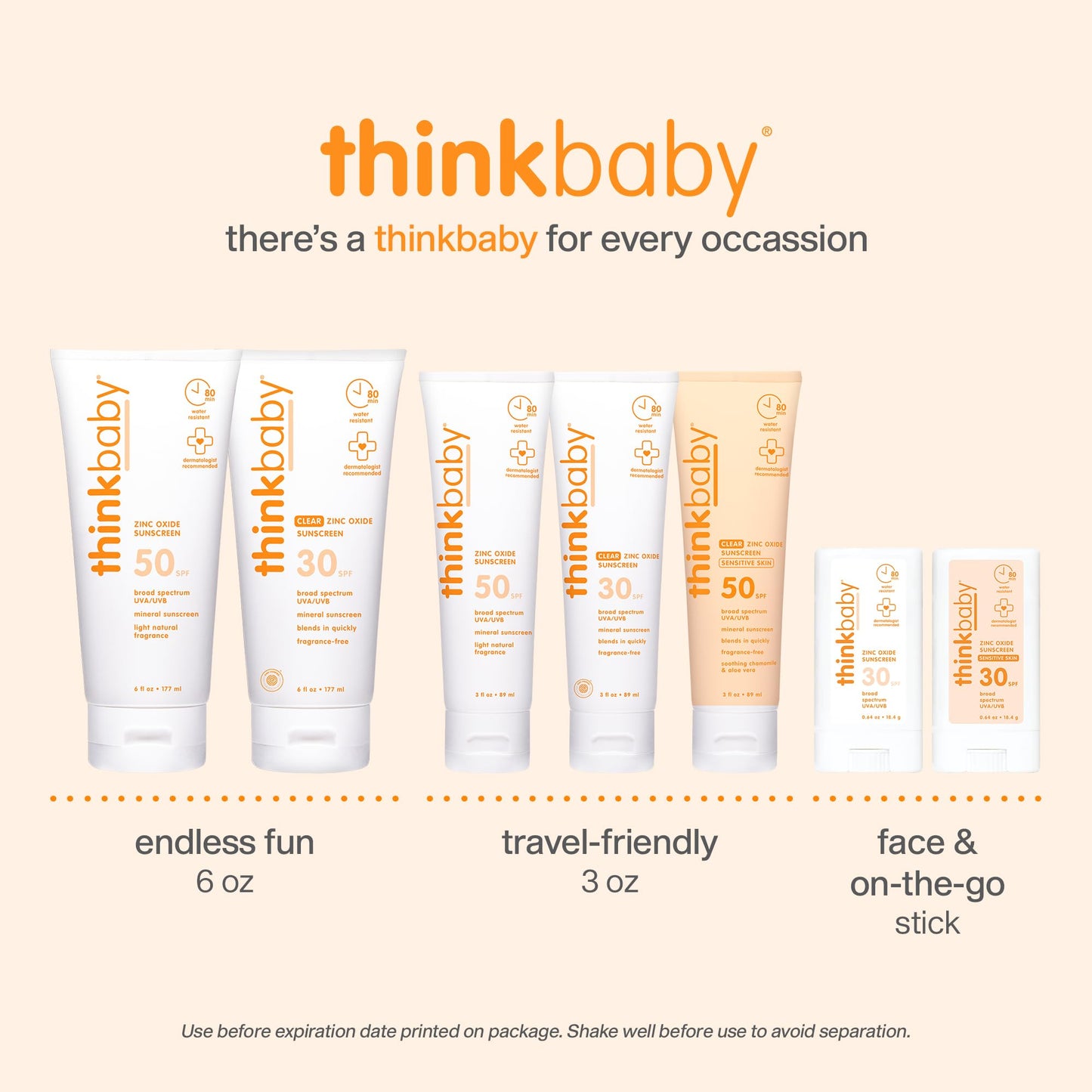 Thinkbaby SPF 30 Mineral Baby Sunscreen, Clear Zinc Oxide, 3 fl oz – Natural, Water Resistant, Kids & Toddler Sun Protection, Reef Safe