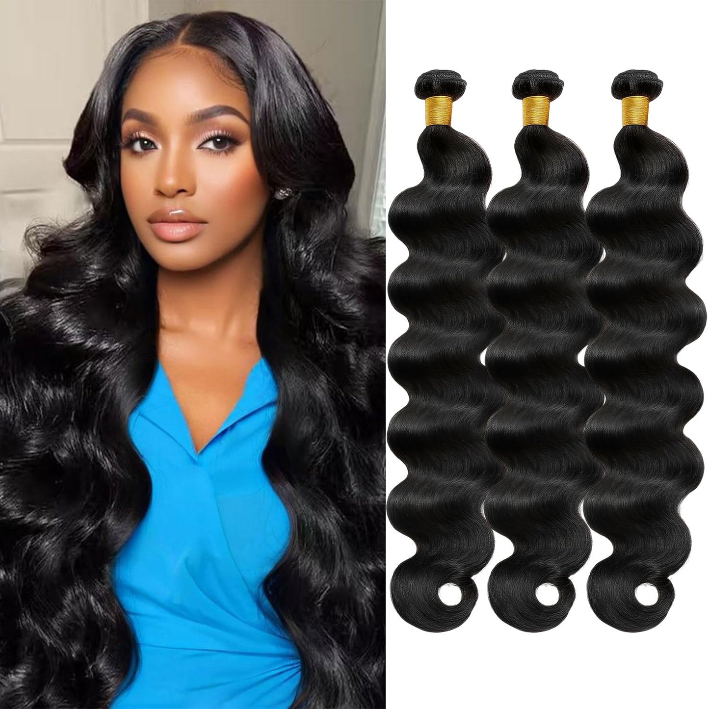 12A Human Hair Bundles 28 Inch Body Wave Bundles Human Hair 100% Unprocessed Brazilian Virgin Weave 1 Bundle for Women Natural Black Real Body Wavy Human Hair Extensions