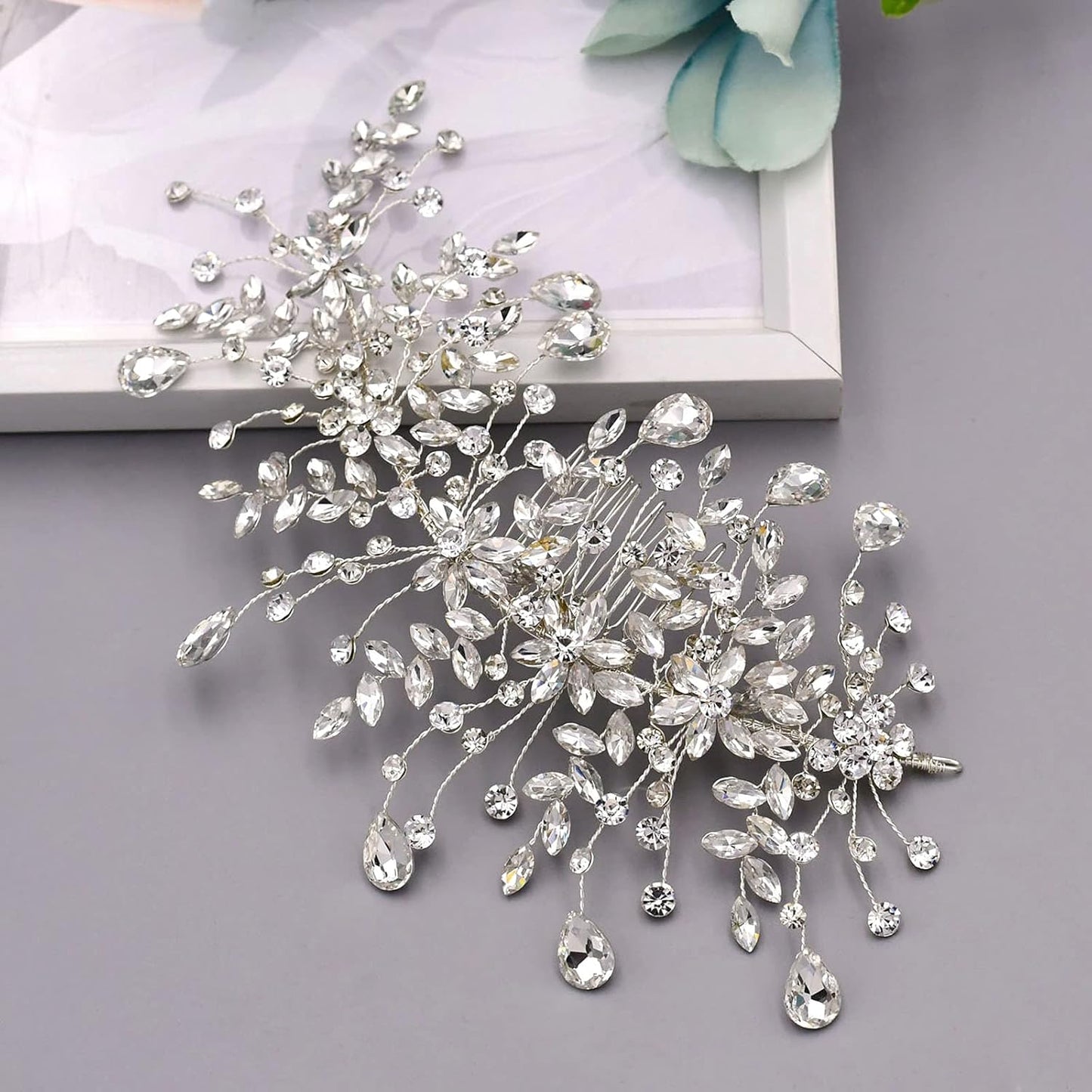 Bridal Tiara - Silver Rhinestone Hair Accessory for Weddings | Elegant Hair Comb for Bridesmaids