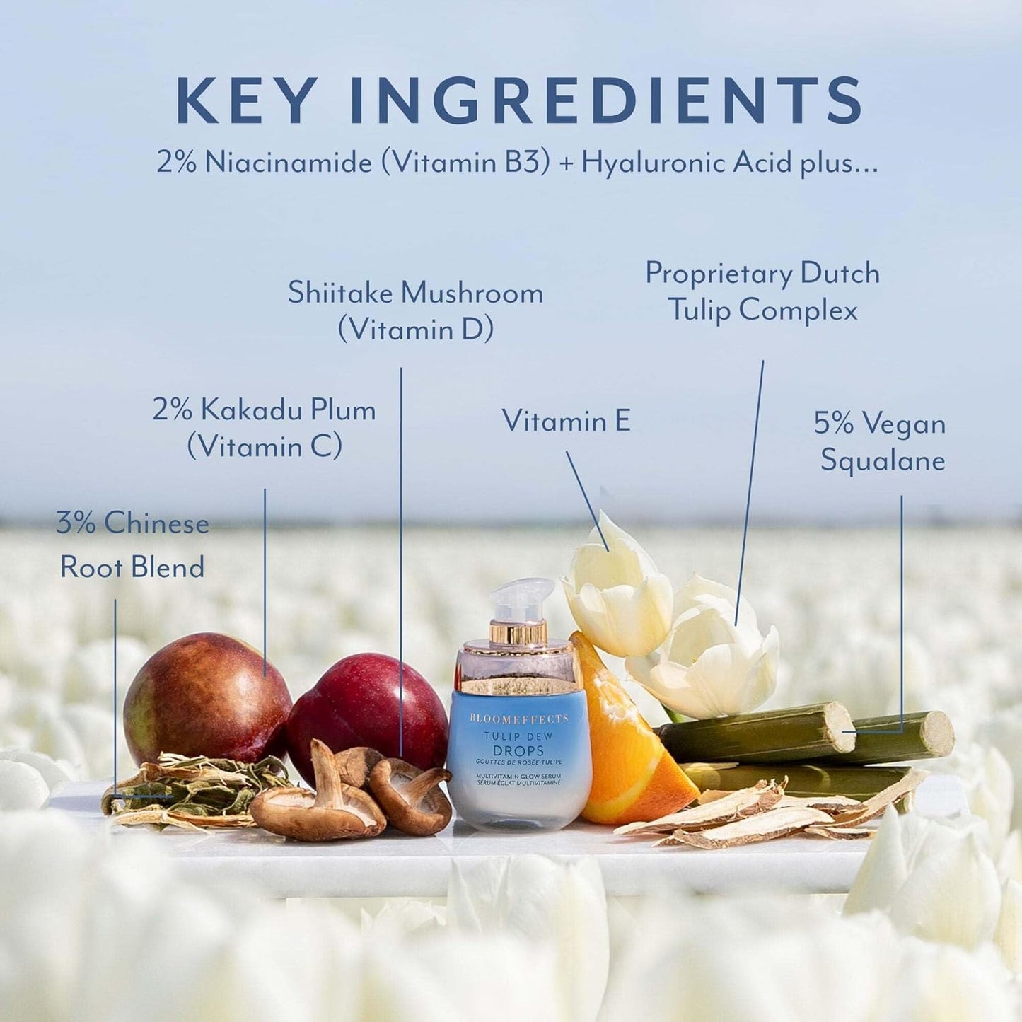 Bloomeffects Natural Tulip Dew Drops Serum - Multi-Nutrient, Cruelty-Free | 1.0 oz (30 ml)
