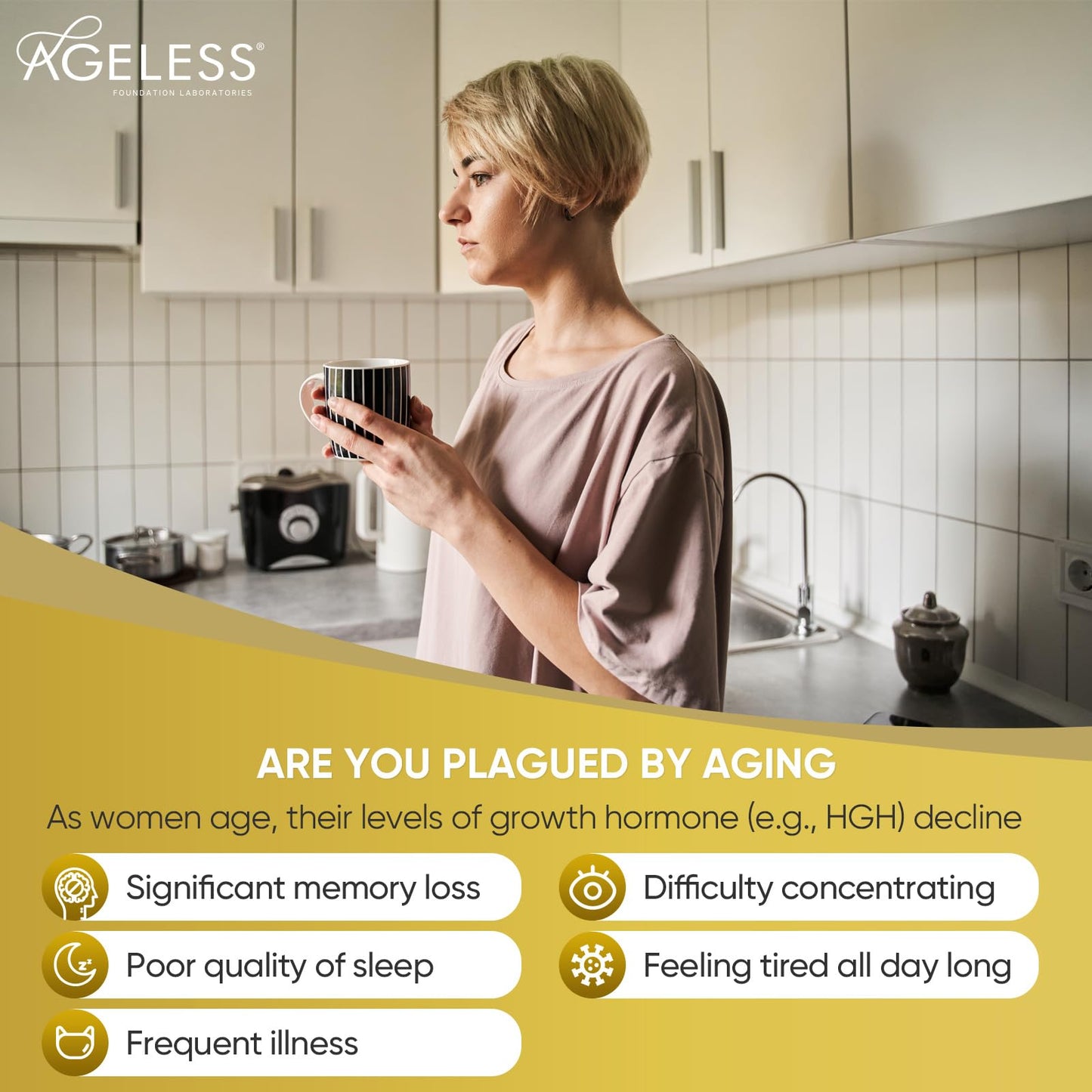 Ageless HGH Supplements for Women & Men, Ultra MAX Gold 90 Capsules