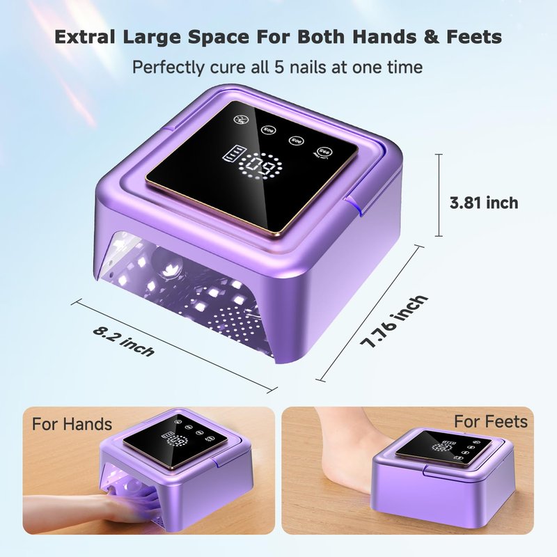 Meremit 108W UV Gel Nail Lamp, Rechargeable UV Nail Light with Auto Sensor for Gel Polish, Portable Nail Dryer Built-in 4 Timer Mode and Touch Display for Home & Salon Use