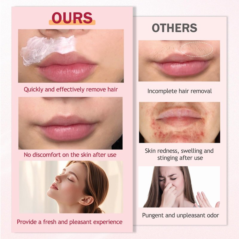Painless Facial Hair Removal Cream for Upper Lip, Chin and Peach Fuzz - Women's Depilatory Cream Kit with Soothing Cream, Fast Acting 4-Min Formula Safe for Sensitive Skin,2.04 FL oz(Box of 3)