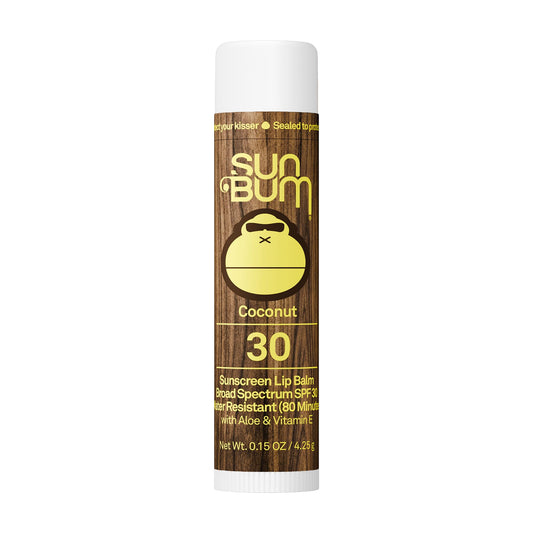 Sun Bum SPF 30 Sunscreen Coconut Lip Balm - Moisturizing Aloe Vera and Vitamin E - Vegan - Broad Spectrum UVA/UVB Lip Protection - 0.15 oz Stick
