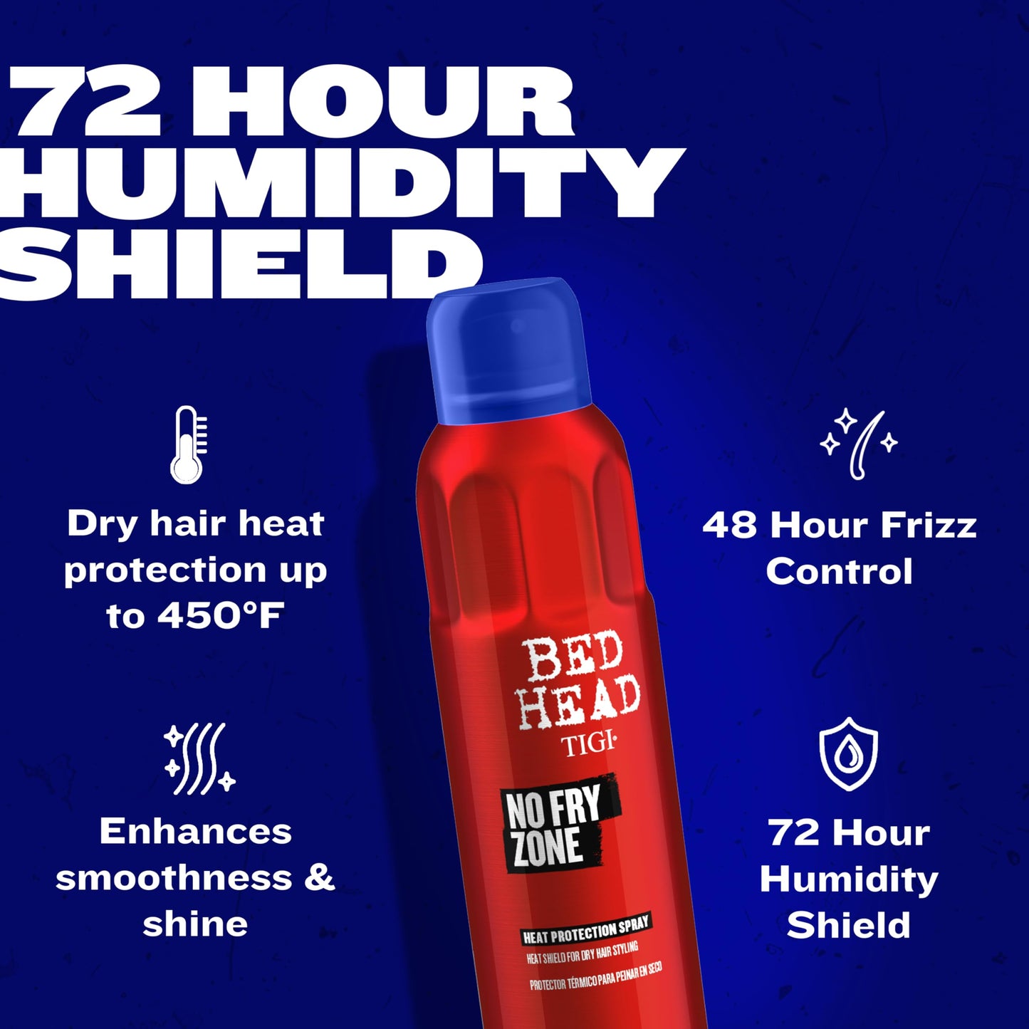 Bed Head by TIGI No Fry Zone Dry Heat Protectant Mist, 450°F Thermal Protection, 72-Hour Humidity Shield & Anti-Static Restyling Spray, 4.5 oz