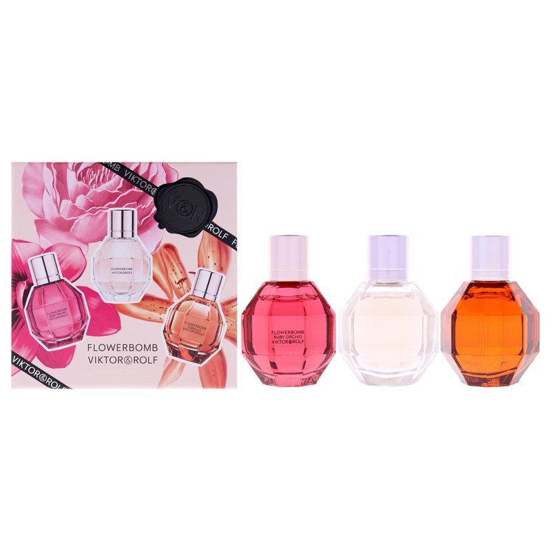 Flowerbomb Trio Set by Viktor and Rolf for Women - 3 Pc Mini Gift Set Flowerbomb, Ruby Orchid, Tiger Lily, All 0.24 EDP Spray