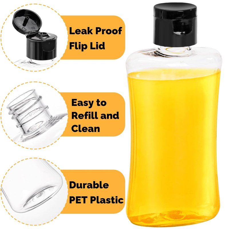 Travel Bottles - 40 Pack 3.4 oz Leak-Proof Squeeze Containers for Toiletries | Clear Refillable Shampoo & Lotion Bottles