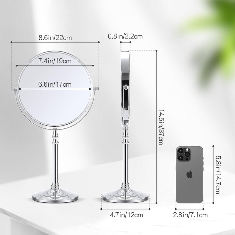 MIYADIVA 20x Magnifying Mirror - Double-Sided Vanity Mirror with 360° Rotation | 8-Inch Tabletop Design
