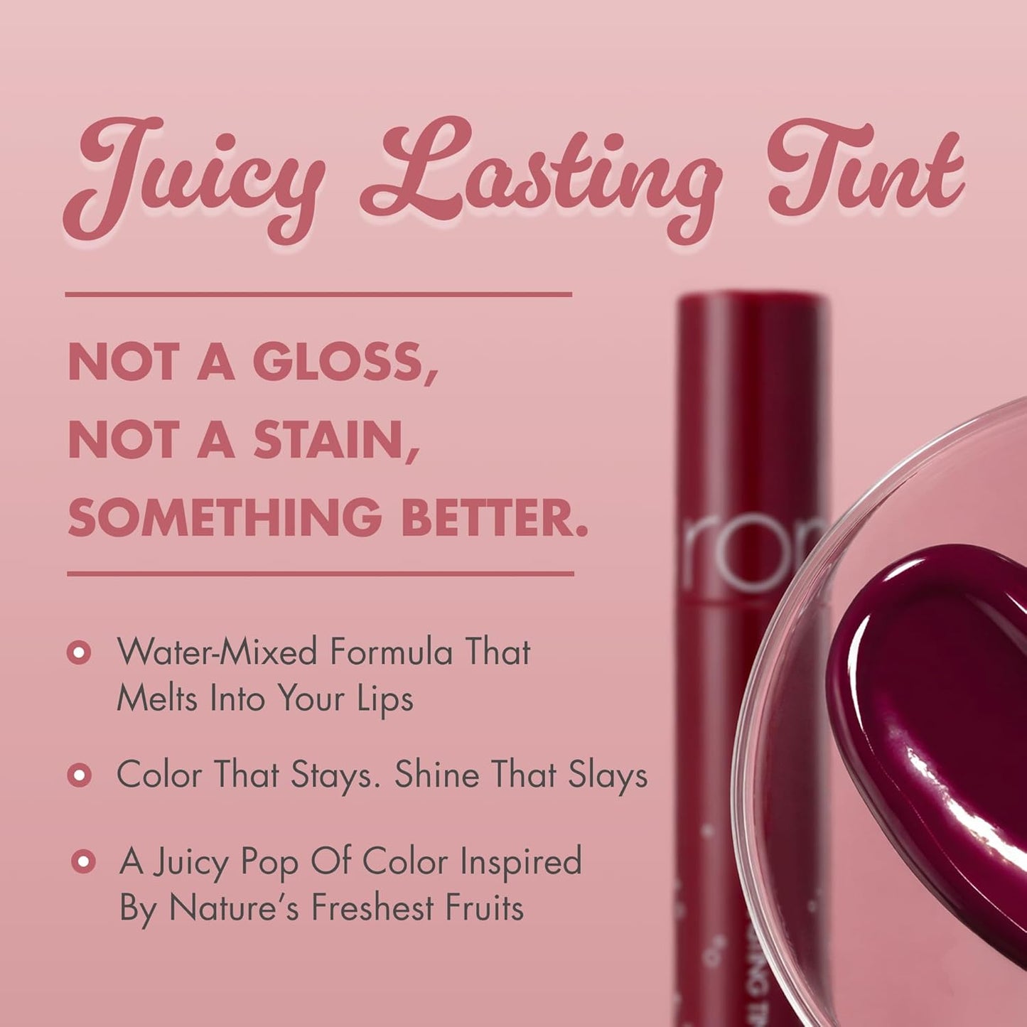 Rom&nd Juicy Lasting Tint #17 Plum Coke - K-Beauty Deep Berry Lip Stain | Hydrating, Non-Sticky Gloss Finish
