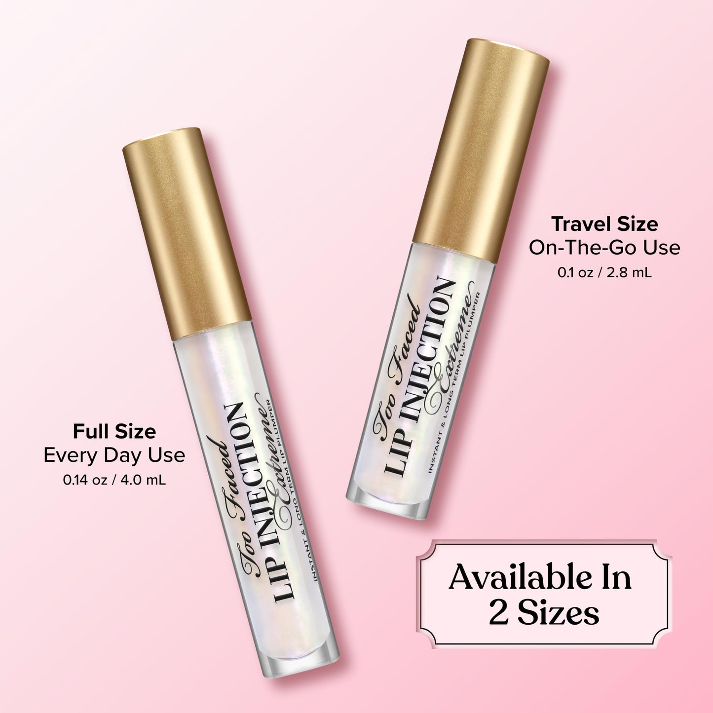 Too Faced Lip Injection Extreme Lip Plumper Gloss | Hydrating, Glossy, & Helps Volume Appear Fuller Over Time, 0.14, Original