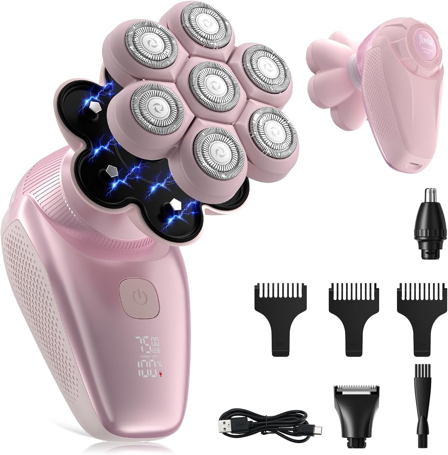 3-in-1 Electric Razor for Women - Painless Bikini Trimmer & Body Shaver | IPX7 Waterproof, Rechargeable Pink Design