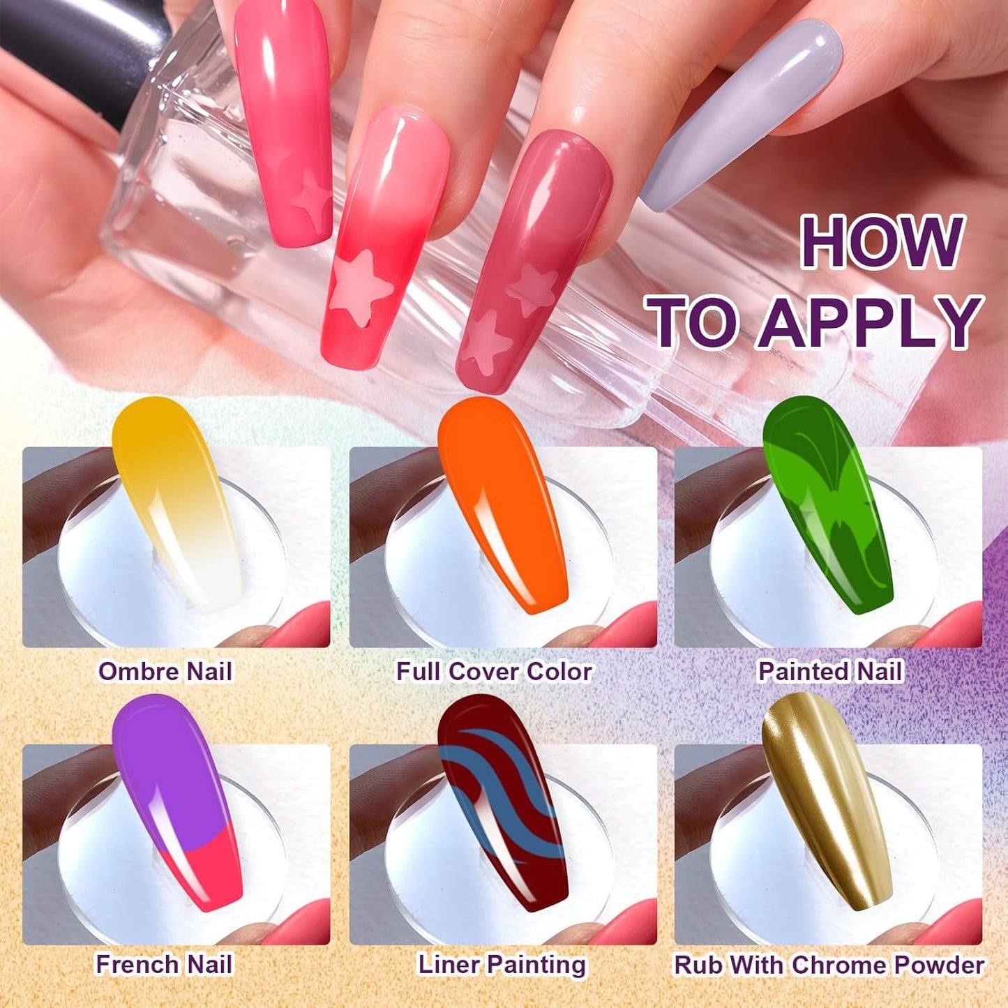 U-Shinein 24 Colors Gradient Nail Gel Palette Set, Hema ＆ TPO Free Bright Nude Almond Black White Ombre Gel Nail for Pigment Painting Pat Nails Gel Kit, Perfect with Salon Pro DIY Home Nail Art